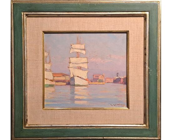 SAILING SHIPS IN PORT - RENUCCIO RENUCCI (1880 - 1947)