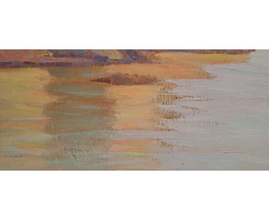 SEASCAPE WITH ROCK AND TOWER AT SUNSET - RENUCCIO RENUCCI (1880 - 1947)