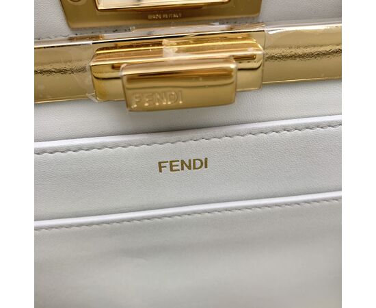 FENDI Borsa a Mano in Pelle Col. Bianco Peekaboo ISeeU M