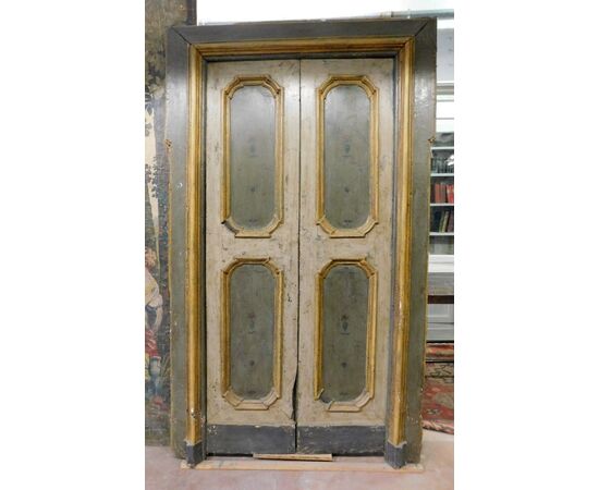 Ptl416 lacquered door, era &#39;700, mis. With frame h cm252 x 155 width.     