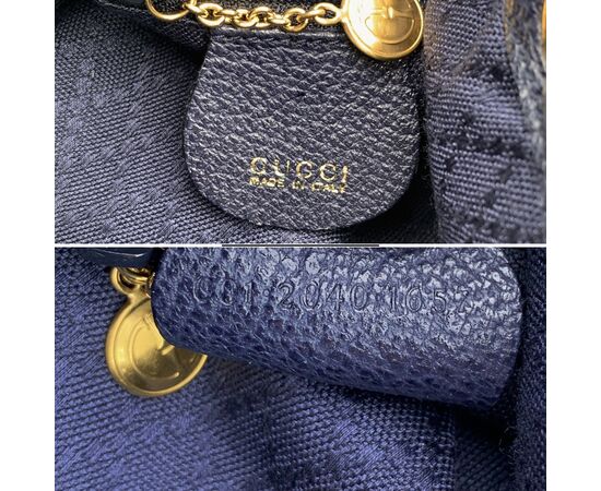 GUCCI Borsa a Tracolla Vintage in Camoscio Col. Blu Bamboo M
