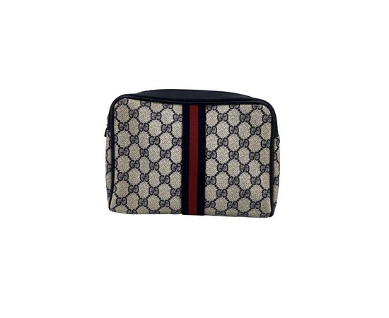 GUCCI Pochette Vintage in Tela Col. Blu Ophidia M