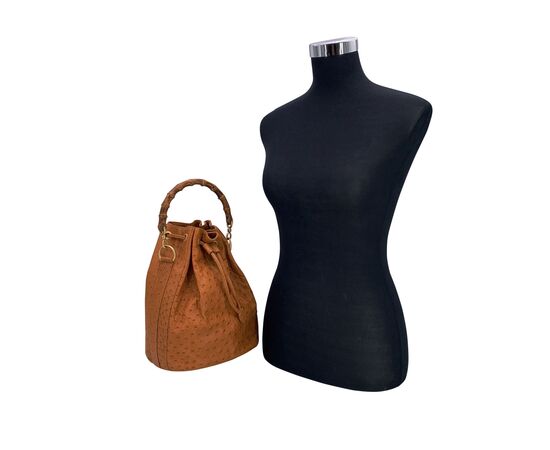 GUCCI Borsa a Mano Vintage in Pelle Col. Beige Bamboo M