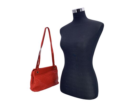 BOTTEGA VENETA Borsa Shopper in Pelle Col. Rosso Intrecciato M