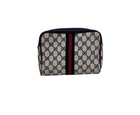 GUCCI Pochette Vintage in Tela Col. Blu Ophidia M