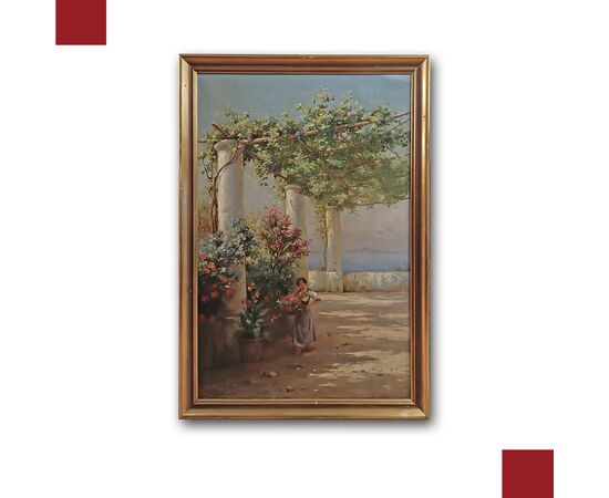 PAINTING WITH A NAPOLITAN VIEW, FIRST HALF OF THE 19TH CENTURY