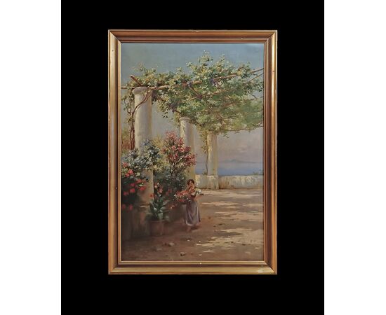 PAINTING WITH A NAPOLITAN VIEW, FIRST HALF OF THE 19TH CENTURY