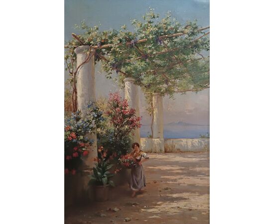 PAINTING WITH A NAPOLITAN VIEW, FIRST HALF OF THE 19TH CENTURY