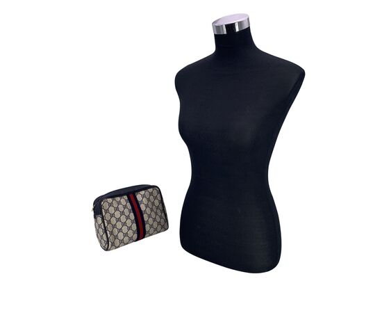 GUCCI Pochette Vintage in Tela Col. Blu Ophidia M