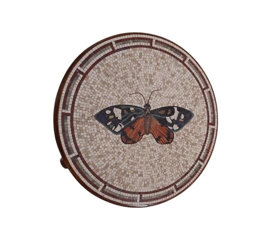 Tavolino rotondo con piano in mosaico