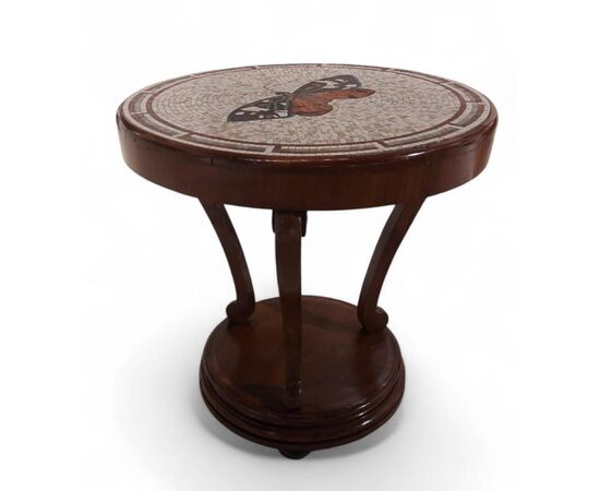 Tavolino rotondo con piano in mosaico