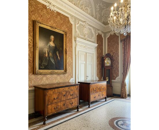 Coppia di cassettoni in noce con intarsi 1850