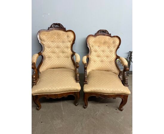 Antique pair of armchairs, mid-19th century, 100x70cm