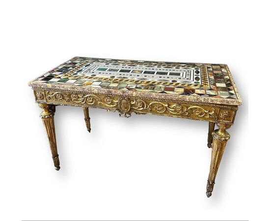 
Antica Consolle Luigi XVI con marmo intarsiato, XVIII secolo