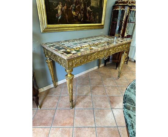 
Antica Consolle Luigi XVI con marmo intarsiato, XVIII secolo