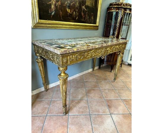 
Antica Consolle Luigi XVI con marmo intarsiato, XVIII secolo