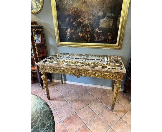 
Antica Consolle Luigi XVI con marmo intarsiato, XVIII secolo