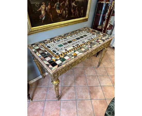 
Antica Consolle Luigi XVI con marmo intarsiato, XVIII secolo