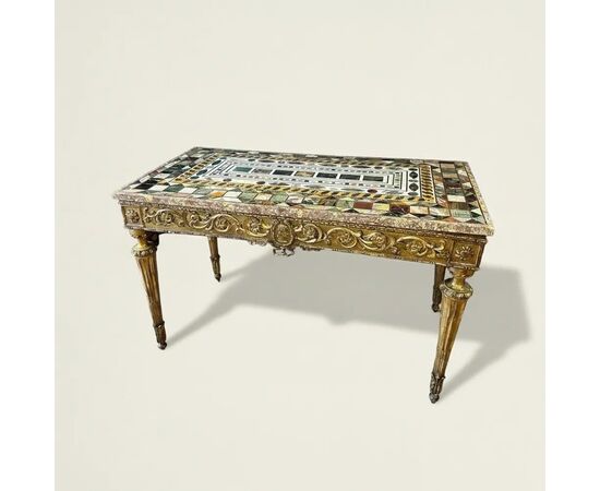 
Antica Consolle Luigi XVI con marmo intarsiato, XVIII secolo