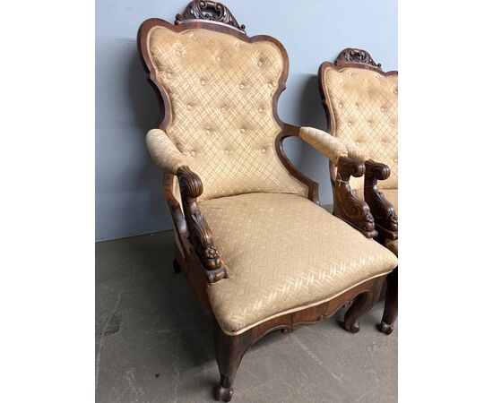 Antique pair of armchairs, mid-19th century, 100x70cm
