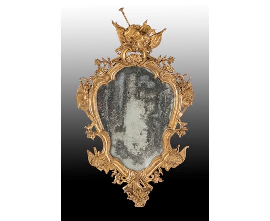 Pair of carved and gilded wooden sconces, Venice, mid-18th century