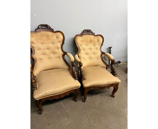 Antique pair of armchairs, mid-19th century, 100x70cm