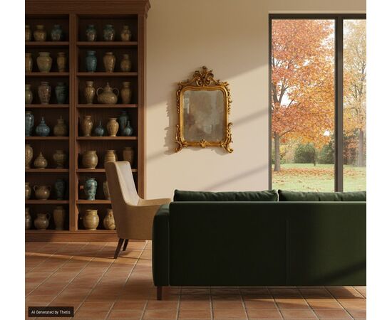 Small carved, sculpted, and gilded wooden mirror, 19th century