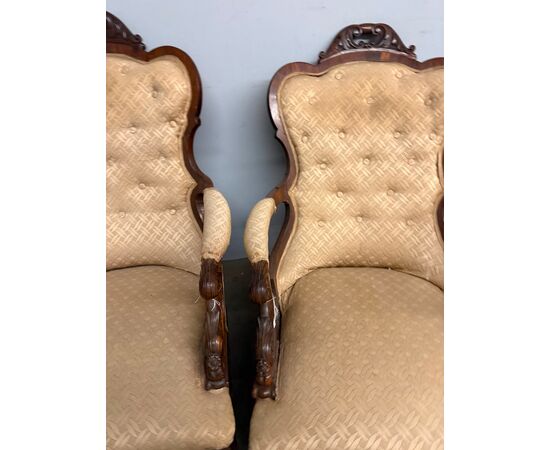 Antique pair of armchairs, mid-19th century, 100x70cm