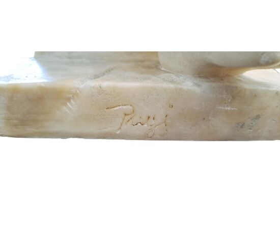 SCULTURA IN ALABASTRO - "DONNA CON BAMBINO" - XIX SEC.