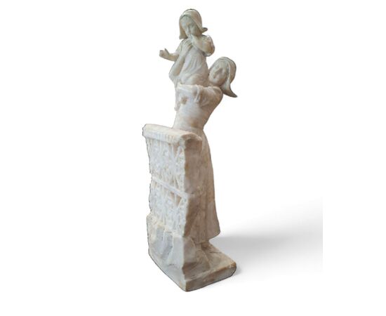 SCULTURA IN ALABASTRO - "DONNA CON BAMBINO" - XIX SEC.
