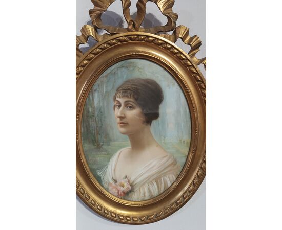 COPPIA DI DIPINTI A PASTELLO OVALI FINE XIX SECOLO