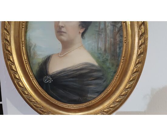 COPPIA DI DIPINTI A PASTELLO OVALI FINE XIX SECOLO