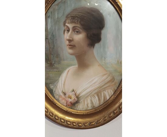 COPPIA DI DIPINTI A PASTELLO OVALI FINE XIX SECOLO