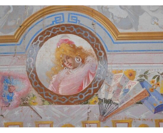 darb133  soffitto, dipinto carta su tela,Napoli.800, mis. 530 x 510