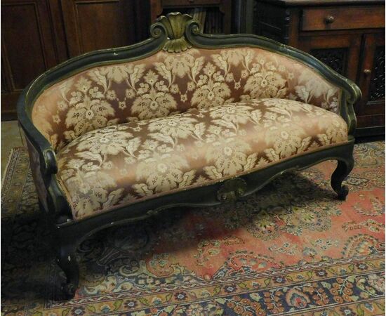 panc55 lacquered sofa, second half 1800, mis. cm 161 x 56 prof. -h 100     