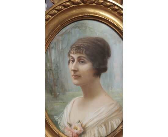 COPPIA DI DIPINTI A PASTELLO OVALI FINE XIX SECOLO