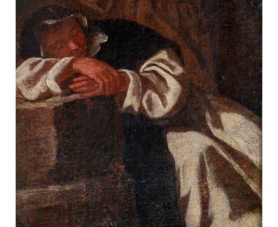 Dipinto con francescano e domenicano - XVII secolo - olio su tela