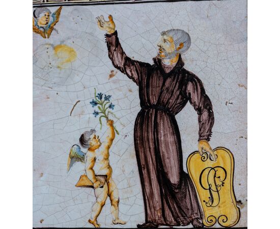 Mattonella con San Gaetano che protegge - XIX secolo