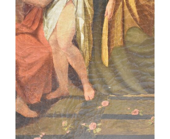 QUADRI ANTICHI, MITOLOGIA GRECA, PARIDE ED ELENA CON AFRODITE, OLIO SU TELA, OTTOCENTO. (QM245)