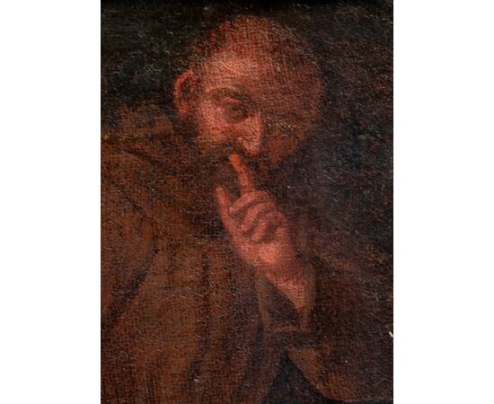 Dipinto con francescano e domenicano - XVII secolo - olio su tela