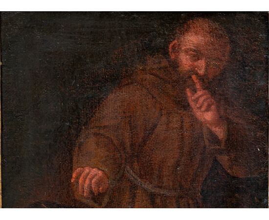 Dipinto con francescano e domenicano - XVII secolo - olio su tela