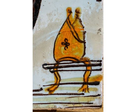 Mattonella  con San Benedtto - Manifattura Laterza - XIX secolo