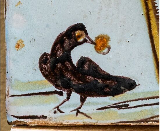 Mattonella  con San Benedtto - Manifattura Laterza - XIX secolo