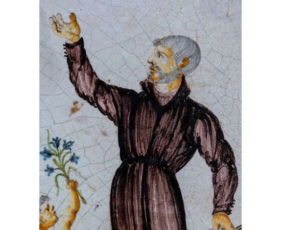 Mattonella con San Gaetano che protegge - XIX secolo