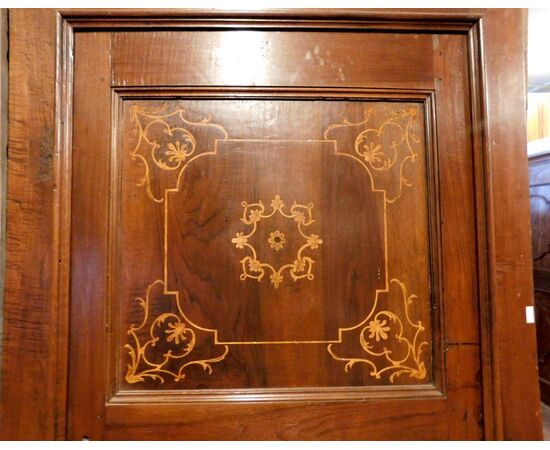 pti575 inlaid walnut door with frame, mis. tot. h 235 x 120 cm wide     