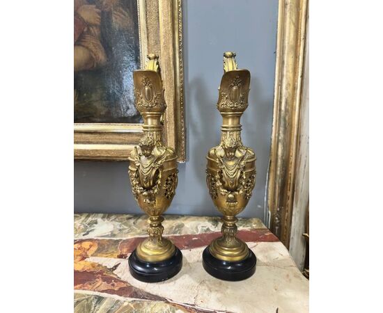 
Coppia di Versatoi in Bronzo Dorato Napoleone III