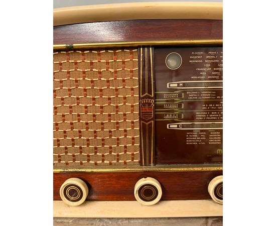 Antica radio a valvole, anni '50, 47x30x18cm Minerva