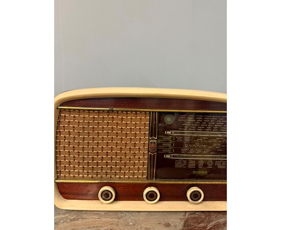 Antica radio a valvole, anni '50, 47x30x18cm Minerva