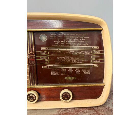 Antica radio a valvole, anni '50, 47x30x18cm Minerva