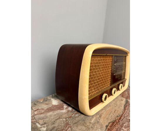 Antica radio a valvole, anni '50, 47x30x18cm Minerva